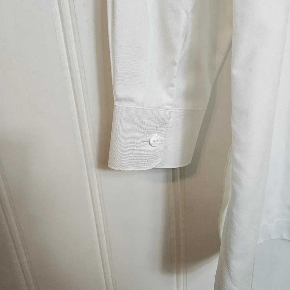 Foxcroft Top Womens Size 14 White Heritage Non-Iron Oxford Tunic Relaxed Shirt - Picture 4 of 15